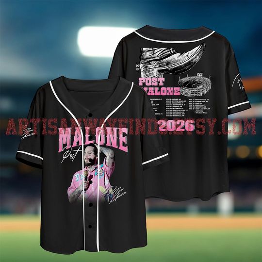 Discover Post Malone Jelly Roll Tour Baseball Jersey, 2026 Concert Merch Shirt