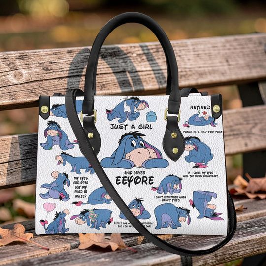 Discover Eeyore Winnie the Pooh Leather Handbag Custom Name Women Disney Shoulder Bag