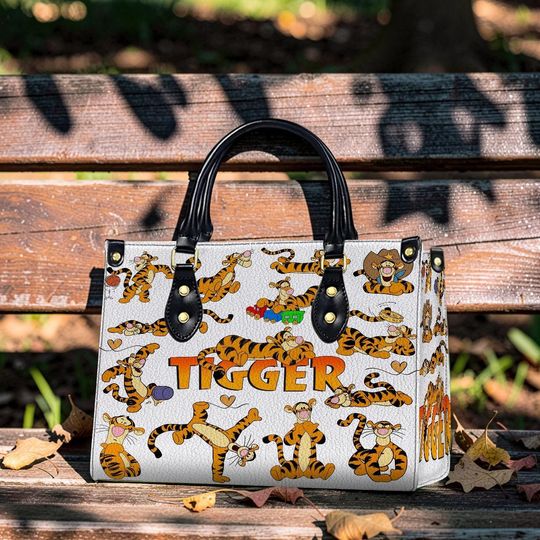 Discover Disney Tigger Leather Bag, Movie Winnie Pooh Custom Name Women Vintage Classic Shoulder Bag