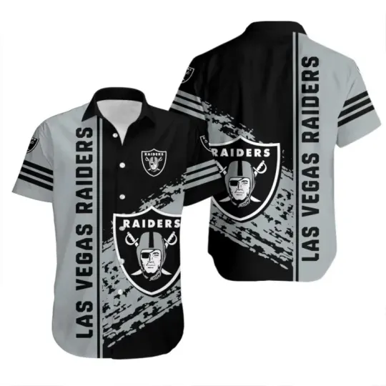 Las Vegas Raiders Grayscale Streak Hawaiian Shirt, Gift For football Fans