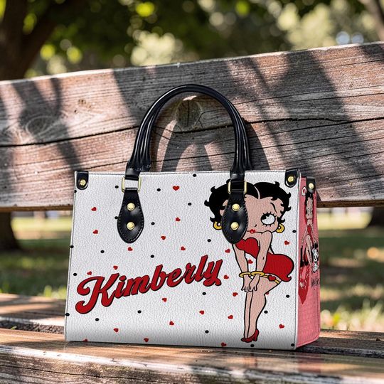 Discover Betty Boop Pu Woman Leather Handbag, Custom Name Christmas Shoulder Bag, Crossbody Bag