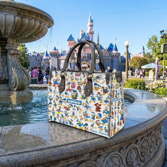 Discover Donald Duck Disney Cartoon Leather Handbag Women Custom Name Disney Shoulder Bag Gift