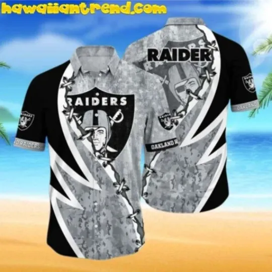 football Las Vegas Raiders Stitch The Logo Classic Hawaiian Shirt