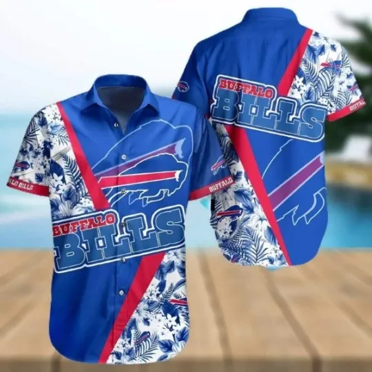 Buffalo Bills Blue Tropical Flowers Summer Hawaiian Shirt