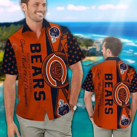 Discover Chicago Bears Short Sleeve Button Up Tropical Hawaiian Shirt