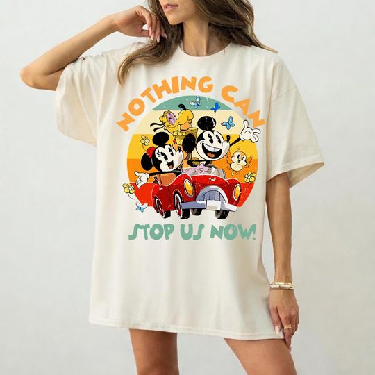 Discover Comfort Colors Mickey and Minnie's Runaway Railway Nothing Can Stop Us Now Shirt, Disney Family Vacation Tee, Mickey and Minnie T-shirt