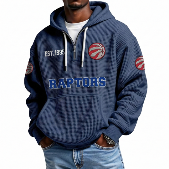 Toronto Raptors EST 1995 Quarter Zip Waffle Hoodie