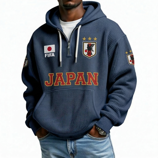 FIFA 2026 Japan Printed Quarter Zip Waffle Hoodie