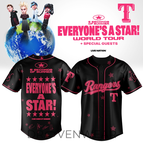 Texas Rangers x 5SOS Everyone’s A Star! World Tour Baseball Jersey
