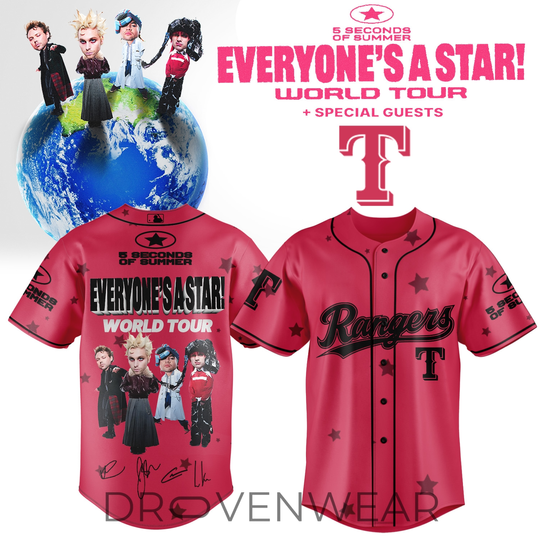 Texas Rangers x 5SOS Everyone’s A Star! World Tour Baseball Jersey