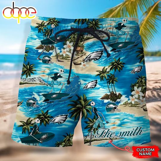Discover Custom Name Philadelphia Eagless Hawaiian Short