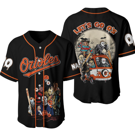 Baltimore Orioles Mix Horror Movies Personalized Halloween Baseball Jersey