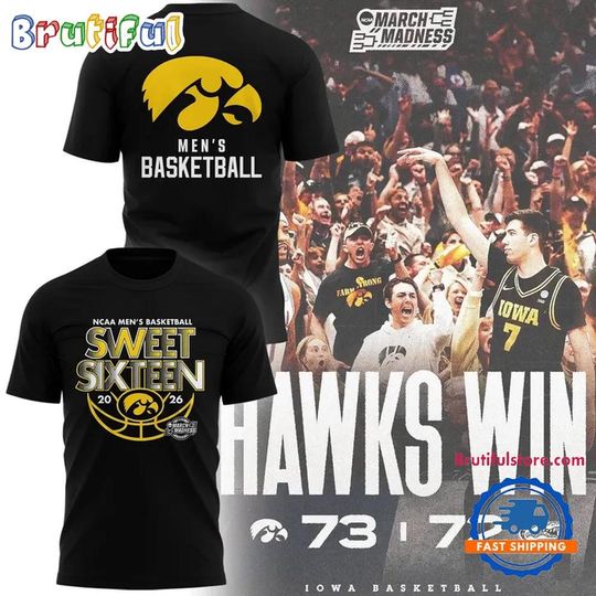 Discover Iowa Hawkeyes Men’s Basketball 2026 Sweet Sixteen T Shirt