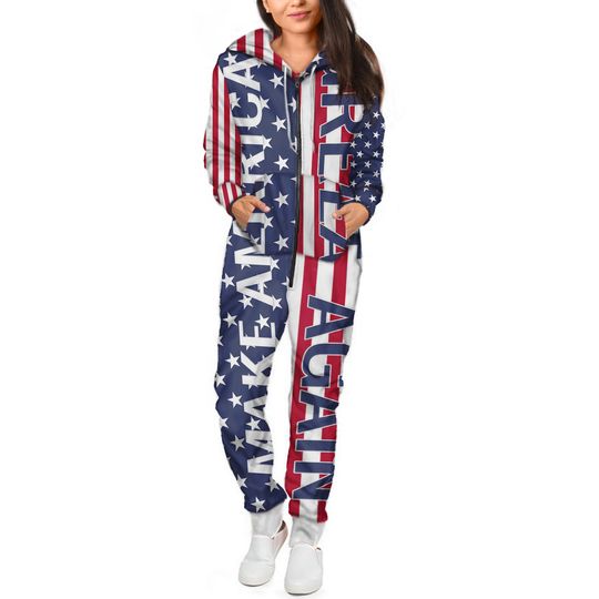 Trump MAGA Adult Onesie Pajamas, Unisex Thickened Jumpsuit for Comfortable & Cozy Wear, Perfect Gift, Trending, Original Design