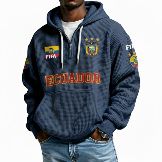 Discover FIFA 2026 Ecuador Quarter Zip Waffle Hoodie