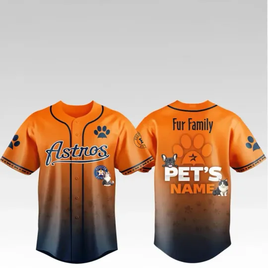 Houston Astros Fur Family Pet Game Night 2026 Baseball Jersey