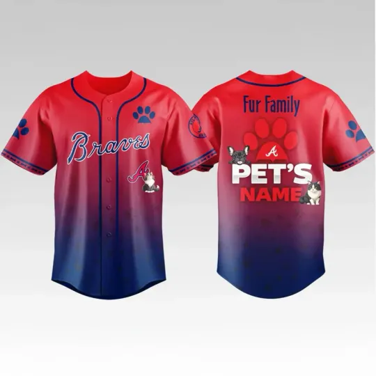2026 Braves Fur Family Pet Game Night Baseball Jersey