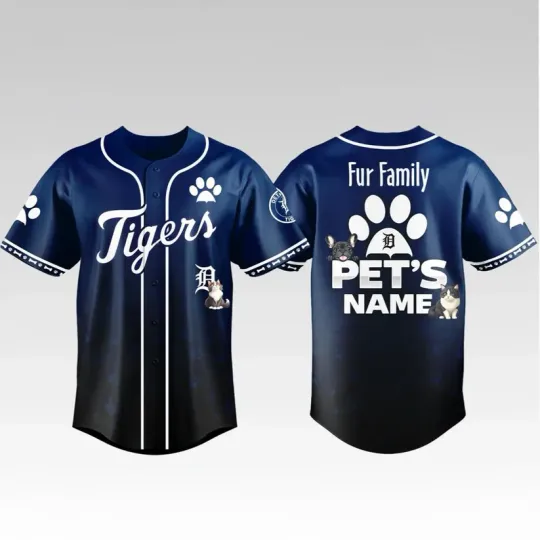 Detroit Tigers Fur Family Pet Game Night 2026 Baseball Jersey