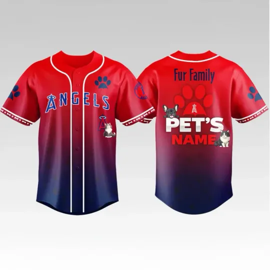 LA Angels Fur Family Pet Game Night 2026 Baseball Jersey