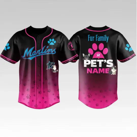 2026 Miami Marlins Fur Family Pet Game Night Baseball Jersey