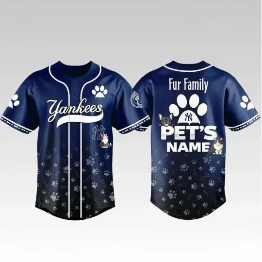 Discover 2026 NY Yankees Fur Family Pet Game Night Baseball Jersey