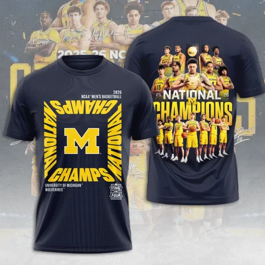 Discover Michigan Wolverines 2026 NCAA National Champions Navy Shirt Basketball Team