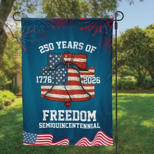America 1776-2026 250th Birthday Garden Flag, Patriotic Double-Sided USA Flag, Faith Family Freedom Decor