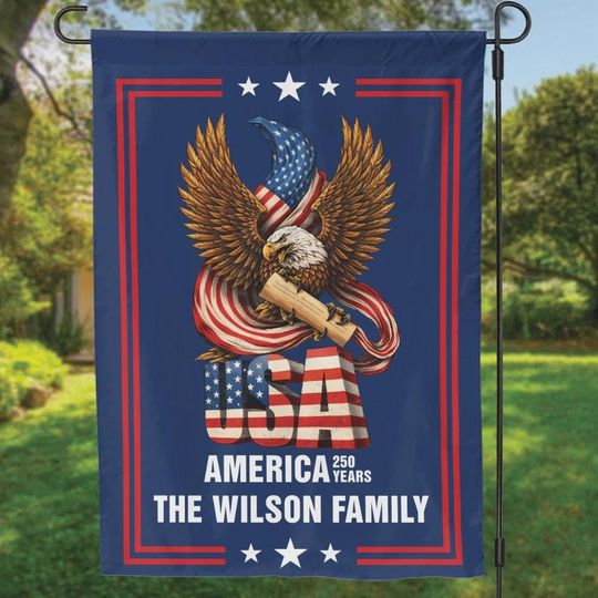 America 1776-2026 250th Birthday Garden Flag, Patriotic Double-Sided Flag for Garden, USA Flag, Faith Family Freedom Decoration