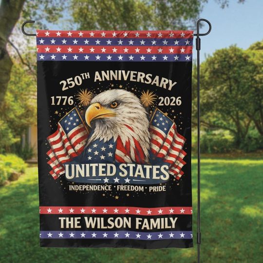 America 1776-2026 250th Birthday Garden Flag, Patriotic Double-Side USA Flag, Faith Family Freedom Decor