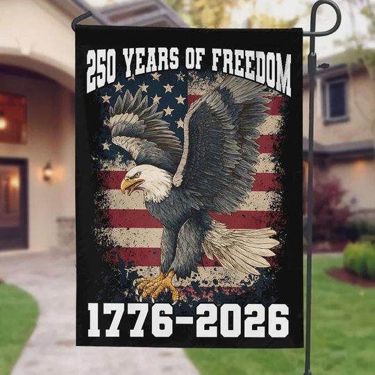 Discover America 1776-2026 250th Birthday Garden Flag, Patriotic USA Flag for Garden Decor