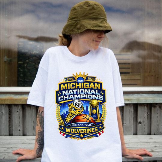 Discover Michigan Wolverines National Champions 2026 T-Shirt, Final Four Indianapolis Tee, Basketball Champions Title Shirt