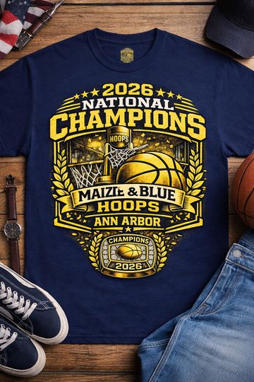 Discover 2026 Mens National Champions Shirt, Maize and Blue Hoops, Mens College Basketball National Champions