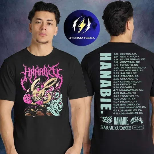 Discover Hanabie@ North America Tour 2026 Rabbit Harajuku Core Double Sided T-Shirt