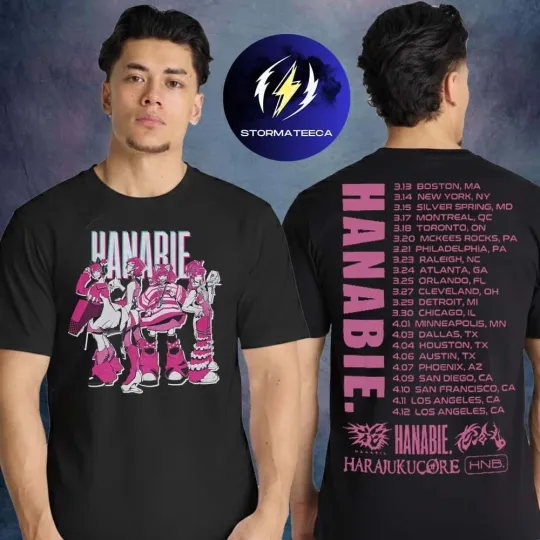 Discover Hanabie@ Merch North America Tour 2026 Anime Tour Harajuku Core T-Shirt