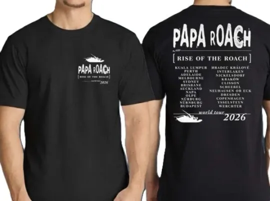 Discover Papa Roach & NZ To Remember Big Rock Tour 2026 Double Sided T-Shirt