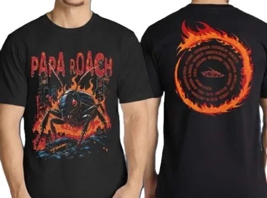 Discover Papa Roach & NZ To Remember Roachzilla Tour 2026 Double Sided T-Shirt
