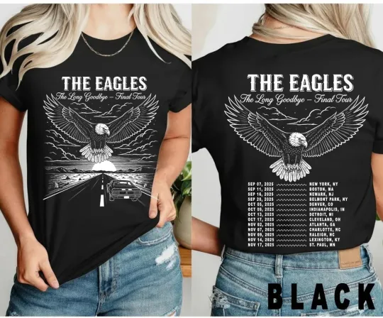 Discover The Eagles Vintage Rock Concert Tee, the Long Goodbye Tour 2025 T-SHIRT