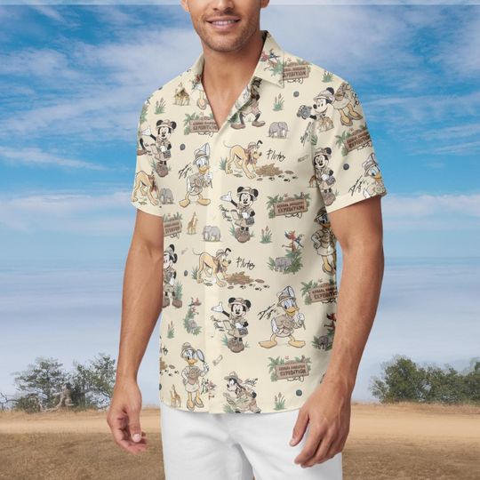 Discover Disney Animal Kingdom Hawaiian Shirt, Mickey And Friends Button Shirt, Disney Safari Shirt, Disney Vacation Holiday, Disneyworld Trip Shirt