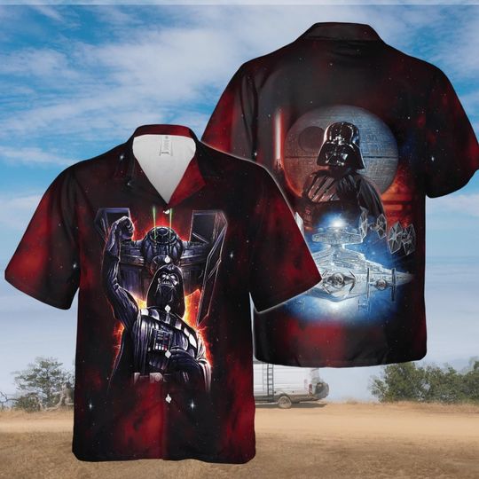 Discover Darth Vader Hawaiian Shirt, Star Wars Aloha Shirt, Death Star Galaxy Shirt, Sith Lord Button Summer Shirt Gift for Fans, Star Wars Day Gift