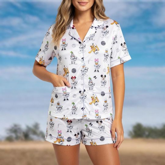 Discover Mickey Star Wars Satin Pajamas, Stormtrooper Vader Disney Pjs, Disney Star Wars Loungewear, Star Wars Fan Gift, Sci-Fi Sleepwear Set