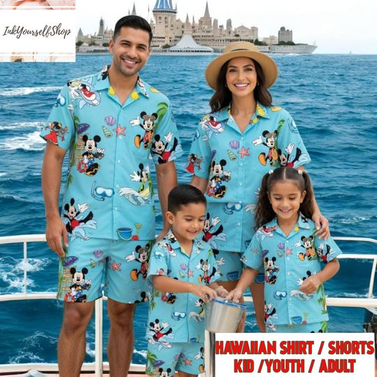 Discover Mickey Mouse Beach Hawaiian Shirt Disney Cruise Family Matching Vacation Shirt Mickey Summer Outfit Kids Adult