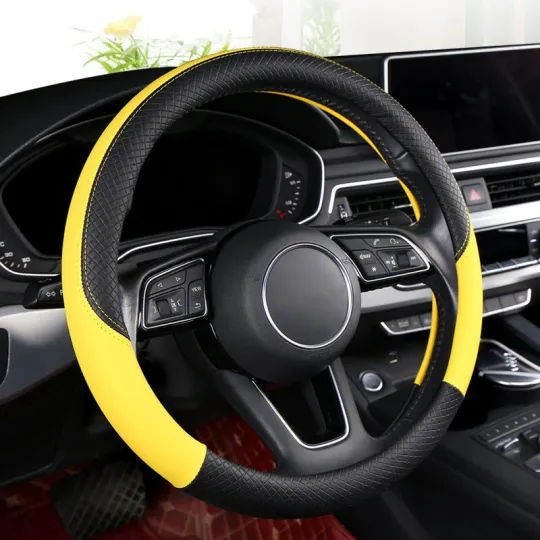 Discover Embossed Leather Steering Wheel Cover for Truck and Car