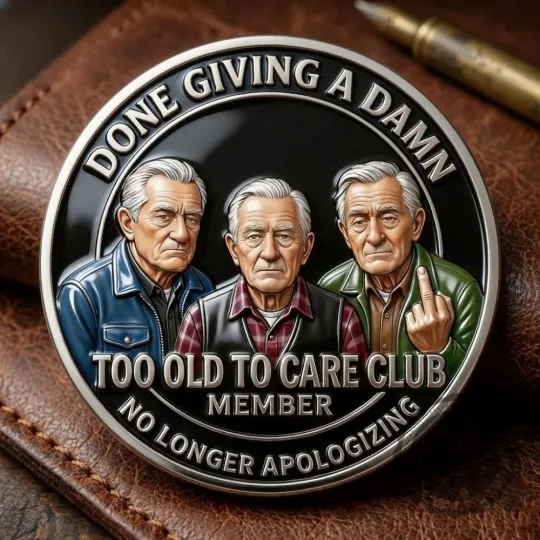 Discover Too Old To Care Club Member Funny Challenge Coin