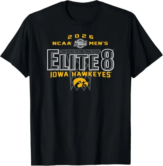 Discover Iowa Hawkeyes Elite 8 2026 Men's March Madness Basketball T-Shirt