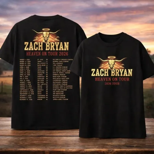 Discover Zach Bryan Heaven on Tour 2026 T-Shirt size S - 5XL