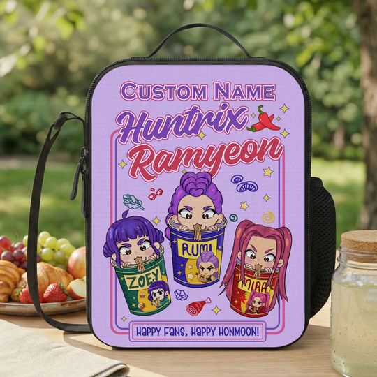 Discover Custom Huntrix Demon Hunters Lunch Bag, Personalized Kpop Demon Hunters Lunch Box for School, Picnic Lunch Bag