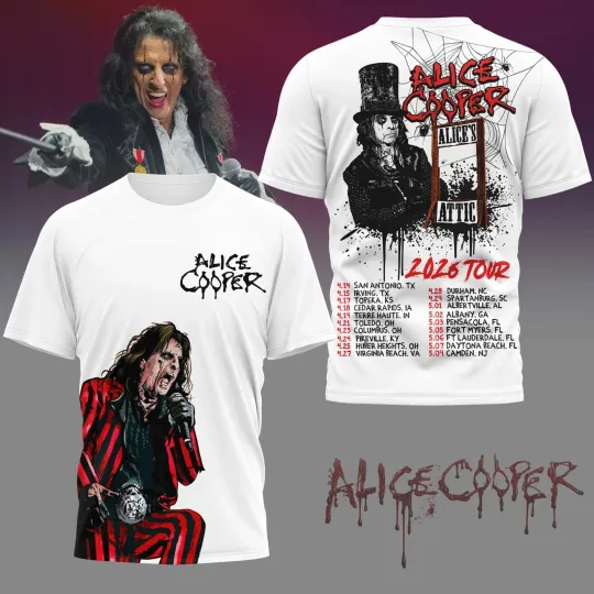 Discover Alice Cooper Tour USA 2026 Limited All Over Shirt - Size S to 5XL