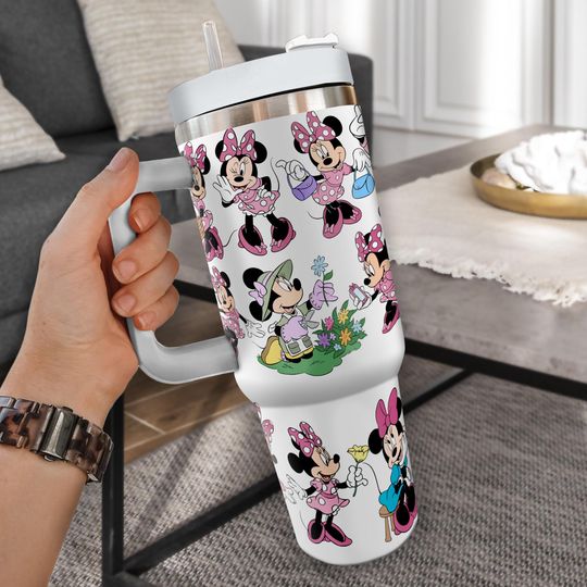 Discover Minnie Mouse Tumbler 40Oz, Disney Minnie Mouse Tumbler, Cartoon Coffee Tumbler, Disney Insulated Cup