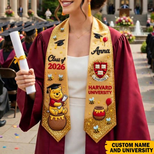 Custom Graduation Stole, Class of 2026 Sash, Personalized Name and University Print