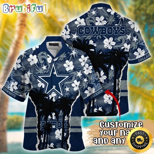 Customized Dallas Cowboys Palm Tree Aloha Hawaiian Shirt